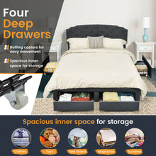 Load image into Gallery viewer, Gymax Queen Platform Bed Frame with 4 Storage Drawers Adjustable Headboard Grey
