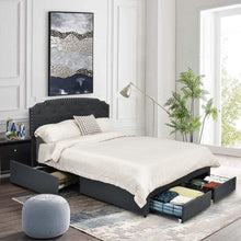 Load image into Gallery viewer, Gymax Queen Platform Bed Frame with 4 Storage Drawers Adjustable Headboard Grey
