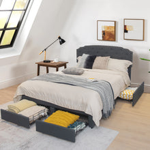 Load image into Gallery viewer, Gymax Queen Platform Bed Frame with 4 Storage Drawers Adjustable Headboard Grey
