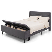 Load image into Gallery viewer, Gymax Full Upholstered Platform Bed Frame w/ Storage Ottoman Slats Support Grey
