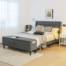 Load image into Gallery viewer, Gymax Full Upholstered Platform Bed Frame w/ Storage Ottoman Slats Support Grey
