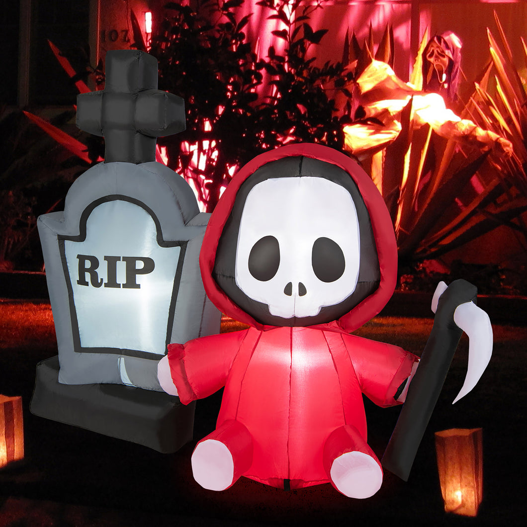 Gymax 5FT Halloween Inflatable Tombstone & Reaper Combo w/ LED & Waterproof Blower