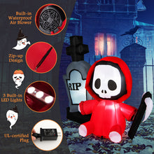 Load image into Gallery viewer, Gymax 5FT Halloween Inflatable Tombstone &amp; Reaper Combo w/ LED &amp; Waterproof Blower
