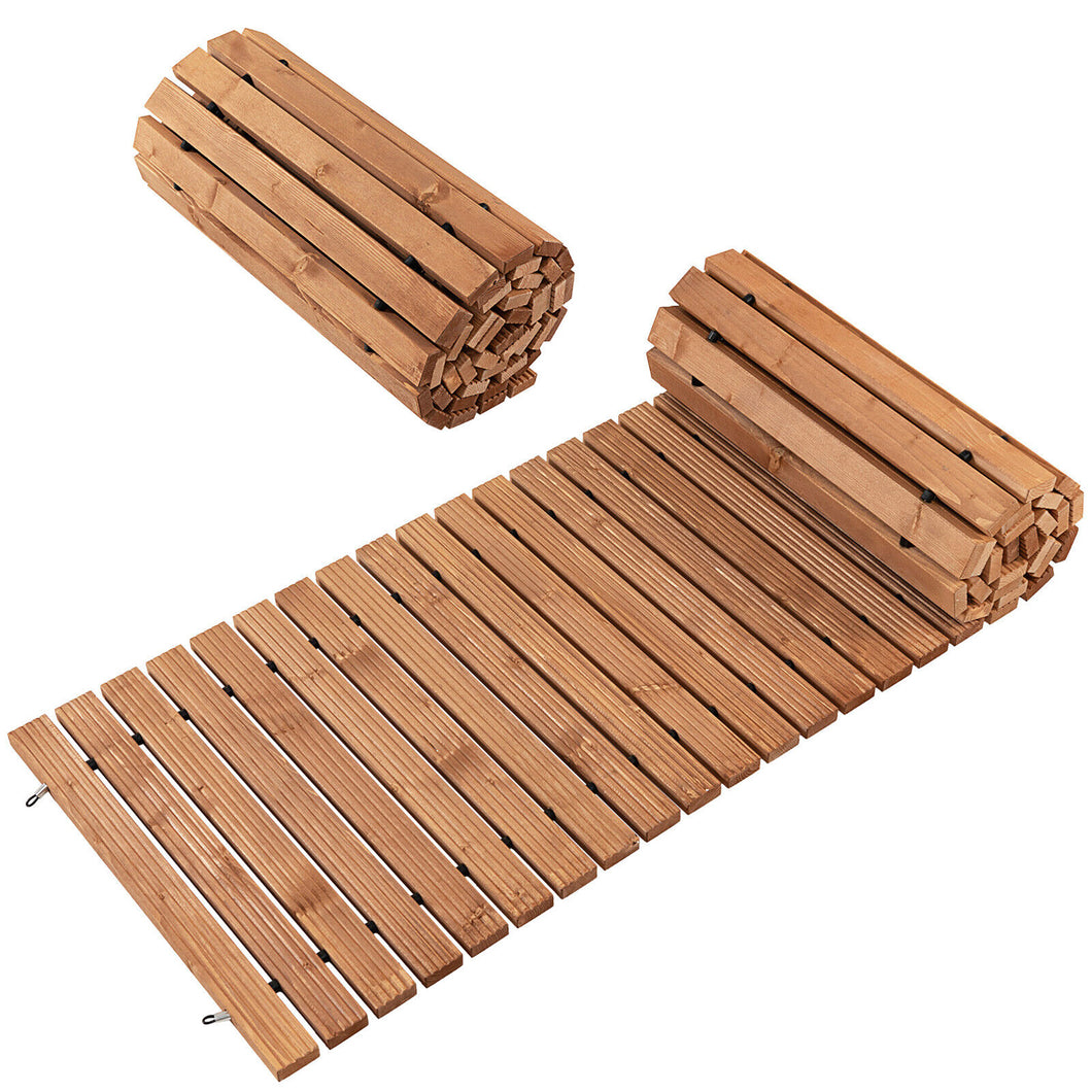 Gymax 2PCS 8 FT Roll out Wood Pathway 22'' Width Patio Path Straight Weather Resist