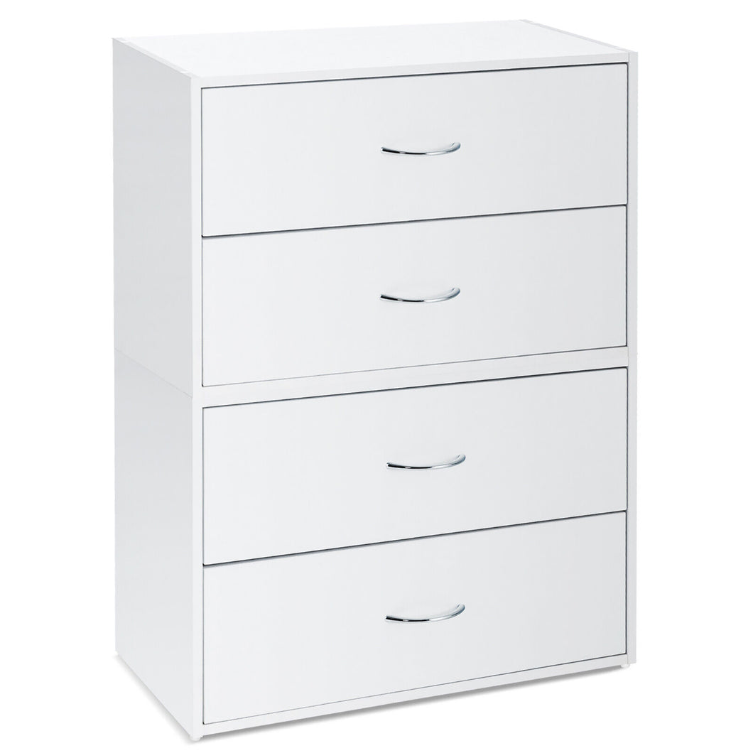 Gymax 2PCS 2 Drawer Stackable Storage Dresser Organizer w/ Anti topping Device White