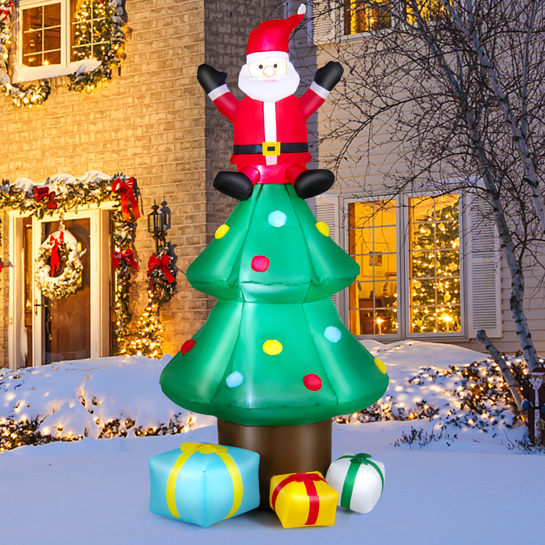 Gymax 7FT Inflatable Christmas Tree Tall Blow up Tree Holiday Decor w/ LED Lights