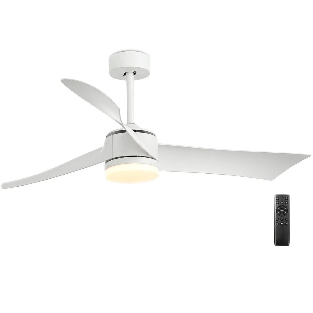 Gymax 52'' Reversible Ceiling Fan with Light 2700K/4200K/6500K LED Ceiling Fan White