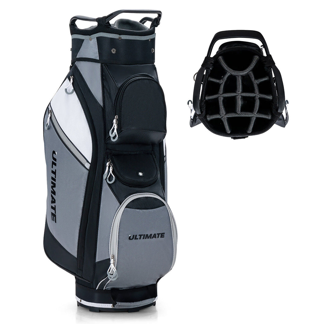 Gymax 10'' 14 Way Golf Cart Stand Bag w/Cooler Bag Waterproof Valuable Pocket Rain Hood