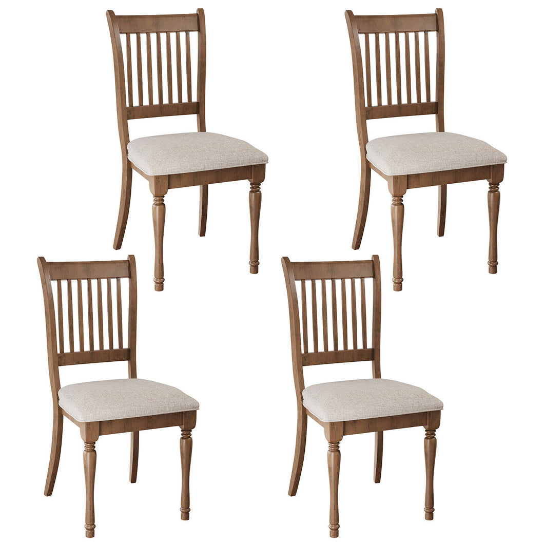 Gymax Dining Chair Upholstered Set of 4 Farmhouse Dining Room Chair w/ Rubberwood Legs