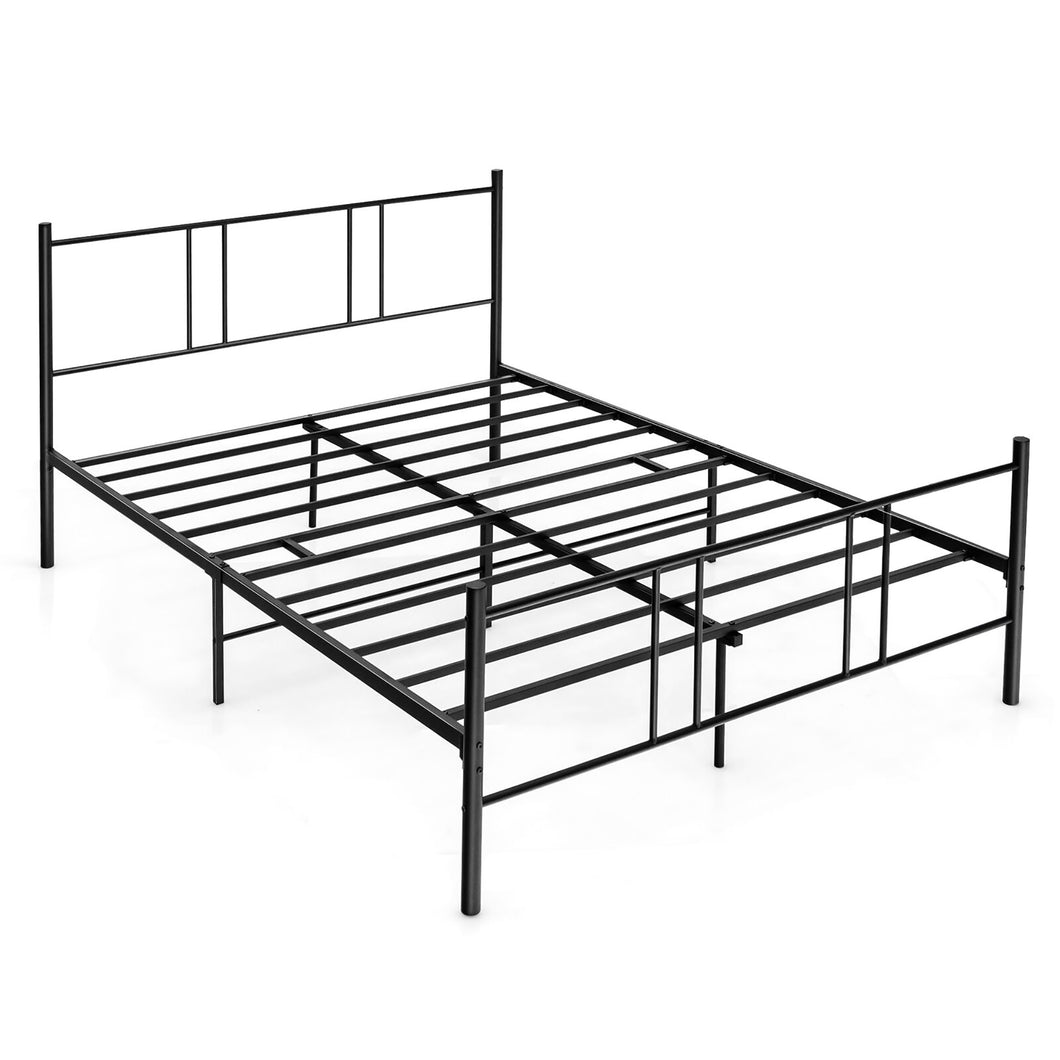 Gymax Full Size Platform Bed Frame Headboard Heavy Duty Mattress Foundation Bedroom