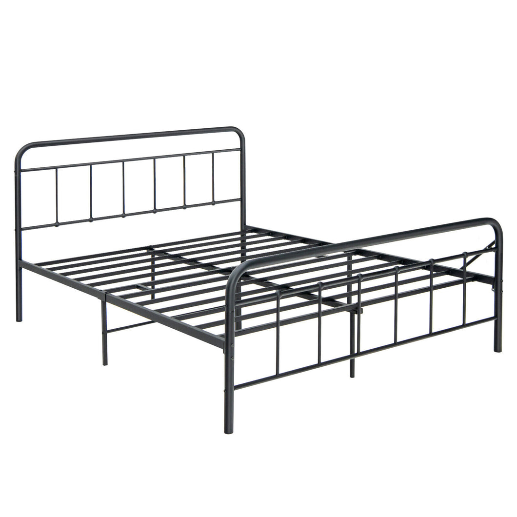 Gymax Queen Size Heavy Duty Metal Bed Frame Headboard Platform Mattress Foundation