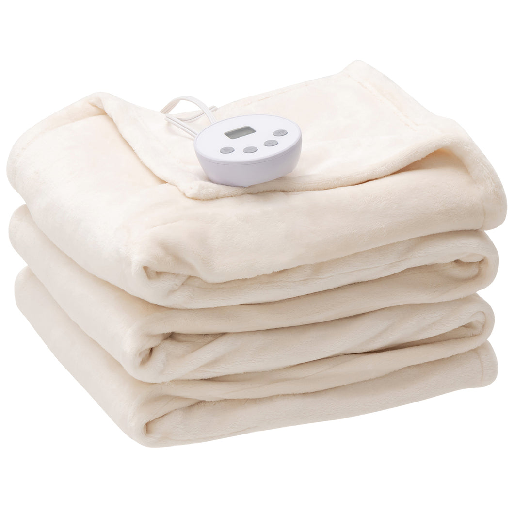 Gymax 62''x84'' Heated Blanket Twin Size Electric Heated Throw Blanket w/ Timer Beige