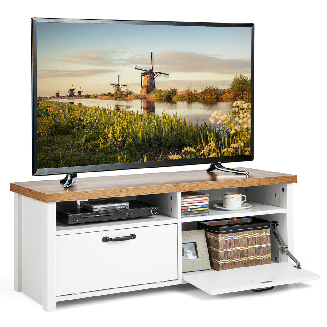 Gymax Modern TV Stand Media Entertainment Center Console w/ 2 Cabinets & Open Shelves