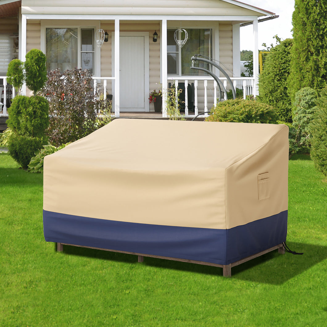 Gymax 2-Seater Patio Waterproof Sofa Cover Polyester Sofa Cover w/ Air Vents & Handles