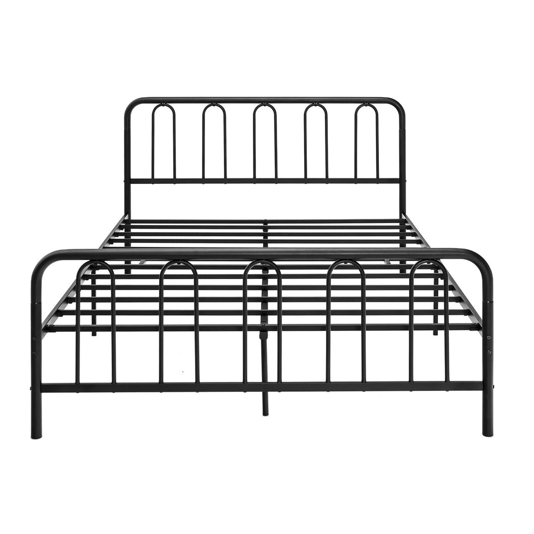 Gymax Stylish Queen Size Metal Bed Frame Platform Bed Base w/ Headboard & Footboard