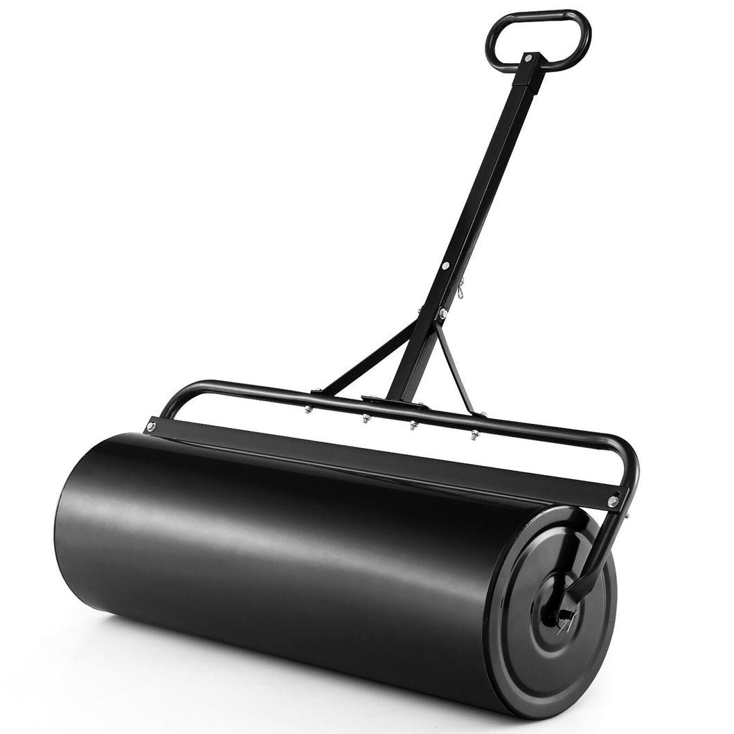 Gymax Lawn Roller Push/Tow Behind a Tractor Sod Drum Roller for Garden Yard Park Farm Black