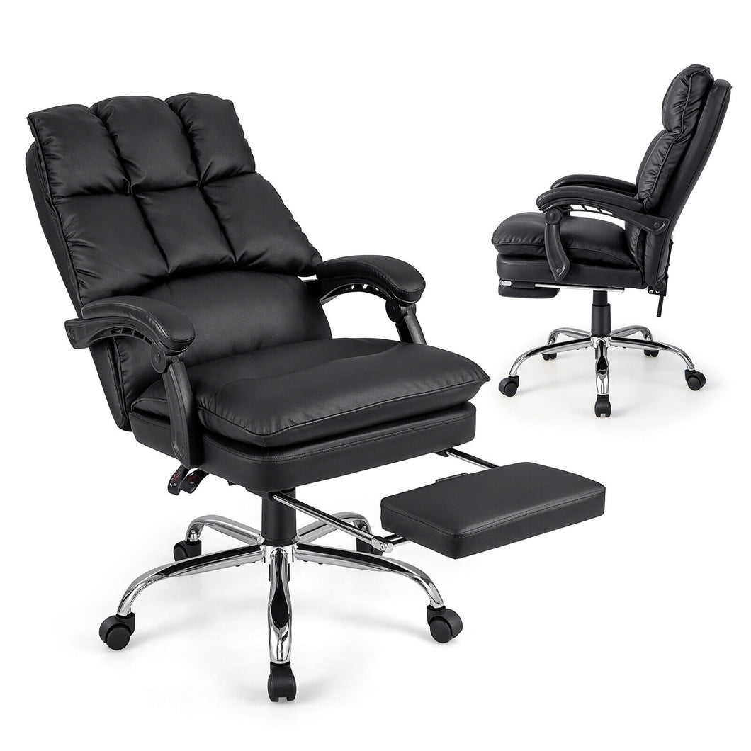 Gymax High Back Reclining Office Chair Ergonomic Computer Desk Chair w/ Footrest & Pad
