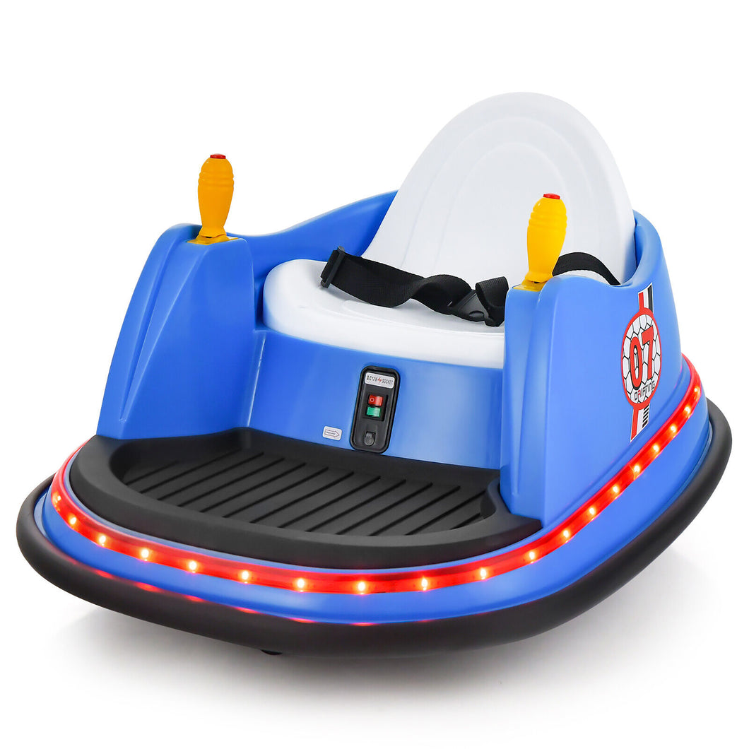 Gymax 12V Vehicle 360?? Spin Race Toy Kids Ride On Bumper Car w/ Remote Control Blue