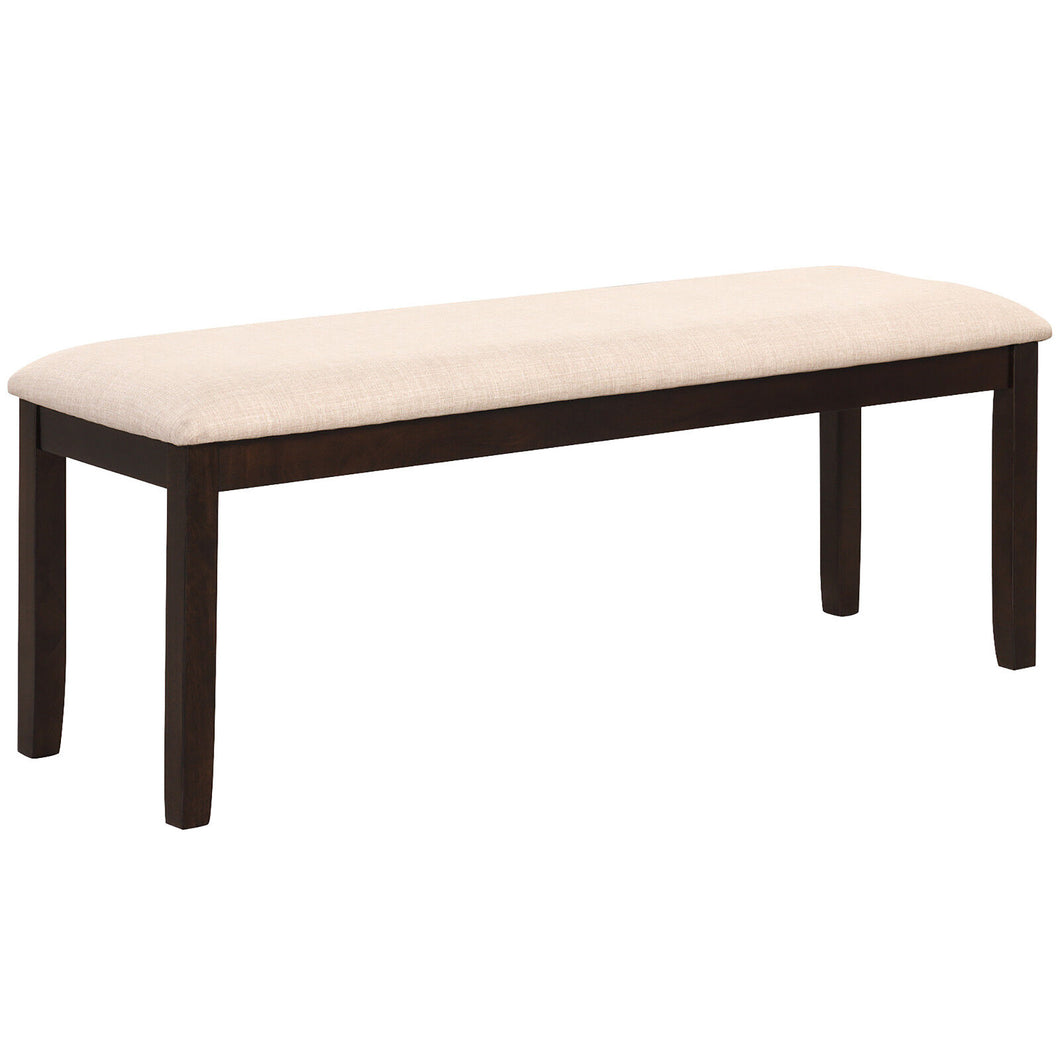 Gymax Dining Bench Upholstered Fabric Entryway Bench w/ Padded Seat Kitchen&Living Room