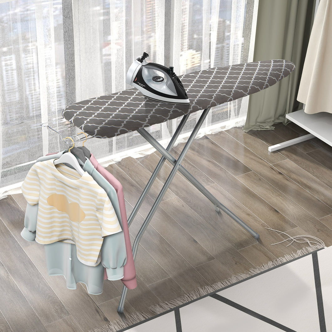 Gymax 60'' x15'' Foldable Ironing Board Iron Table w/ Iron Rest Extra Cotton Cover Gray