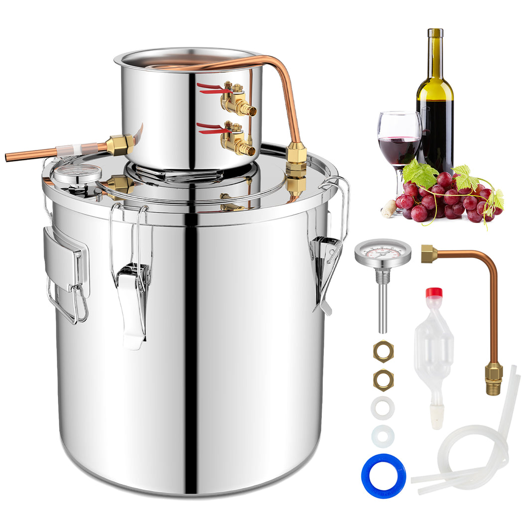 Gymax 5 Gal Alcohol Still 2 Pots Stainless Steel Alcohol Distiller Copper Tube