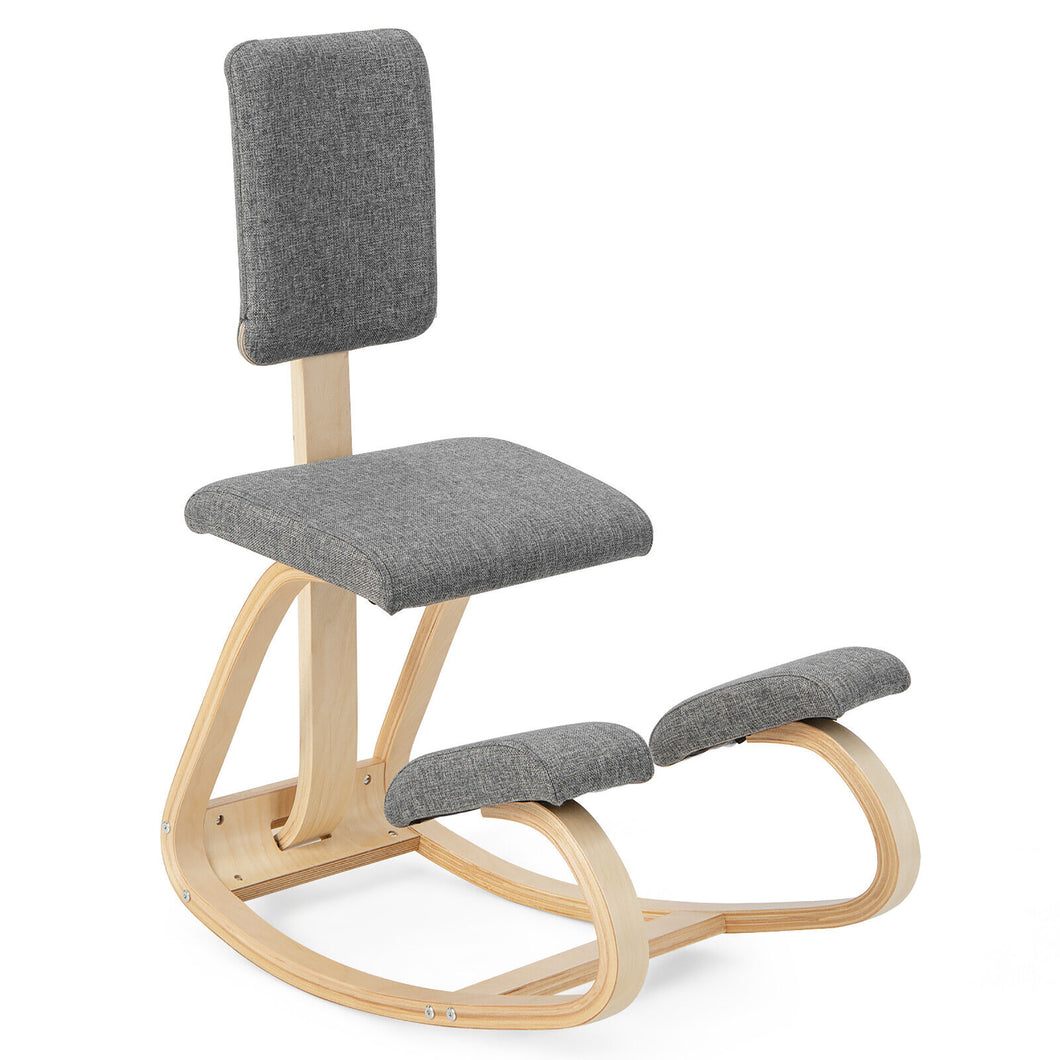 Gymax Ergonomic Kneeling Chair Upright Posture Polyester Support Chair with Backrest