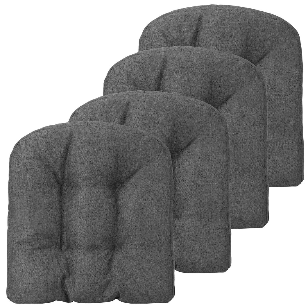 Gymax 4 Pcs Patio Dining Chair Cushions U-Shaped Chair Pads Non-Slip Bottom Grey