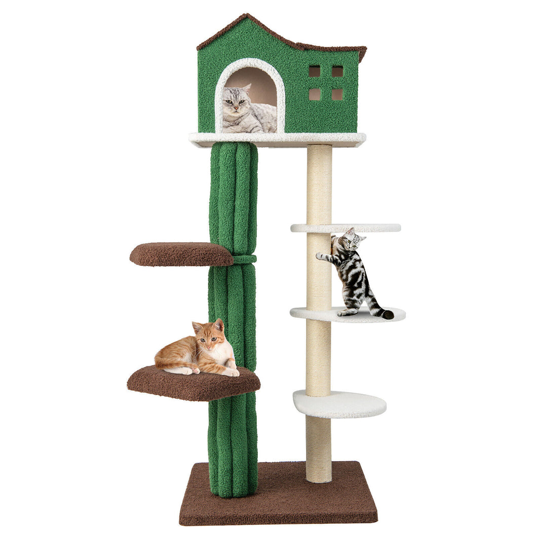 Gymax 7-Tier Modern Cat Tree Tower 61'' Cat Climbing Stand with Sisal Scratching Posts