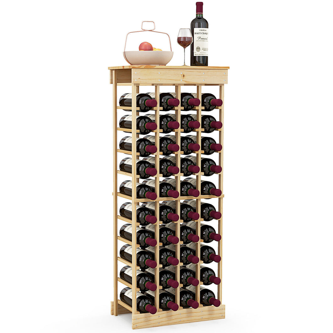 Gymax 40 Bottles Modular Wine Rack Wood Stackable Storage Stand Wine Bottle Holder