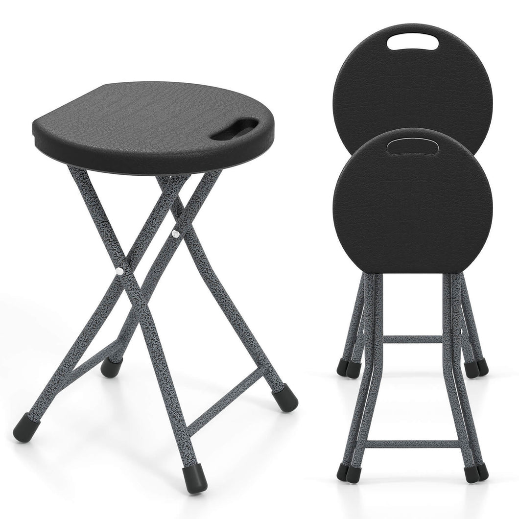 Gymax 3PCS 18''H Folding Stool Portable & Foldable Camping Chair w/ Built-in Handle