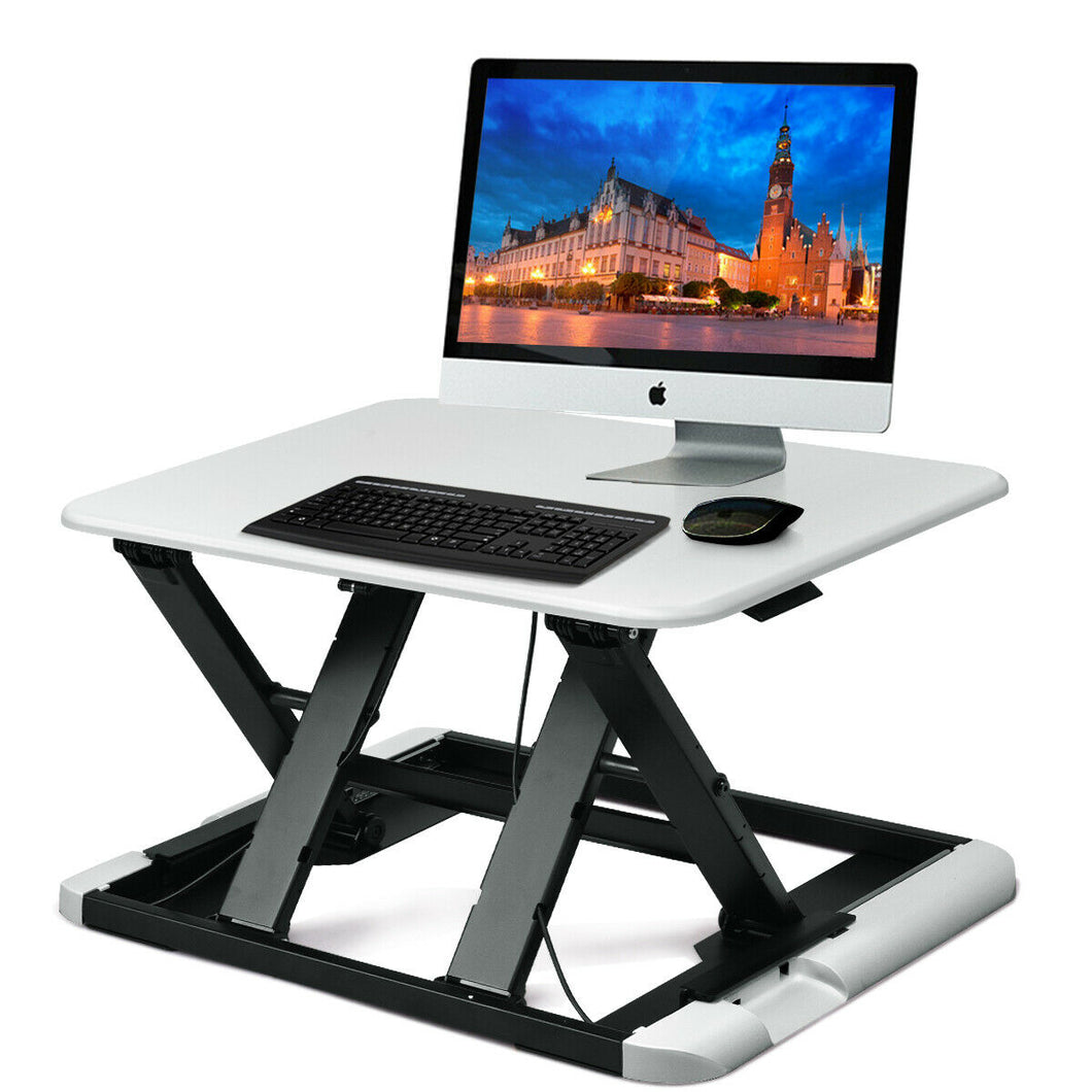 Gymax Adjustable Height Sit/Stand Desk Computer Lift Riser Laptop Work Station White