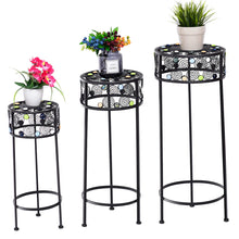 Load image into Gallery viewer, Gymax 3 Piece Metal Flower Pot Rack Plant Display Stand Shelf Holder Garden Ceramic Beads
