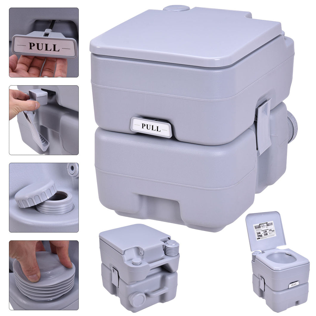 Gymax 5 Gallon 20L Portable Toilet Flush Travel Camping Outdoor/Indoor Potty Commode