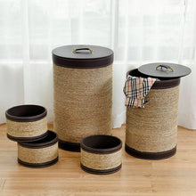 Load image into Gallery viewer, Gymax 5 PCS Round Storage Basket Seaweed Hamper Open Box Laundry Basket Bin Organizer
