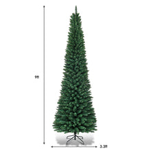 Load image into Gallery viewer, Gymax  9&#39; PVC Artificial Christmas Tree Holiday Decor Slim Pencil Tree Metal Stand
