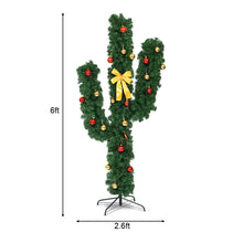 Load image into Gallery viewer, Gymax 6Ft Cactus Artificial Christmas Tree Pre-Lit w/LED Lights and Ball Ornaments
