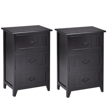 Load image into Gallery viewer, Gymax 2 PCS 3 Drawers Nightstands End Table Storage Wood Side Bedside Black
