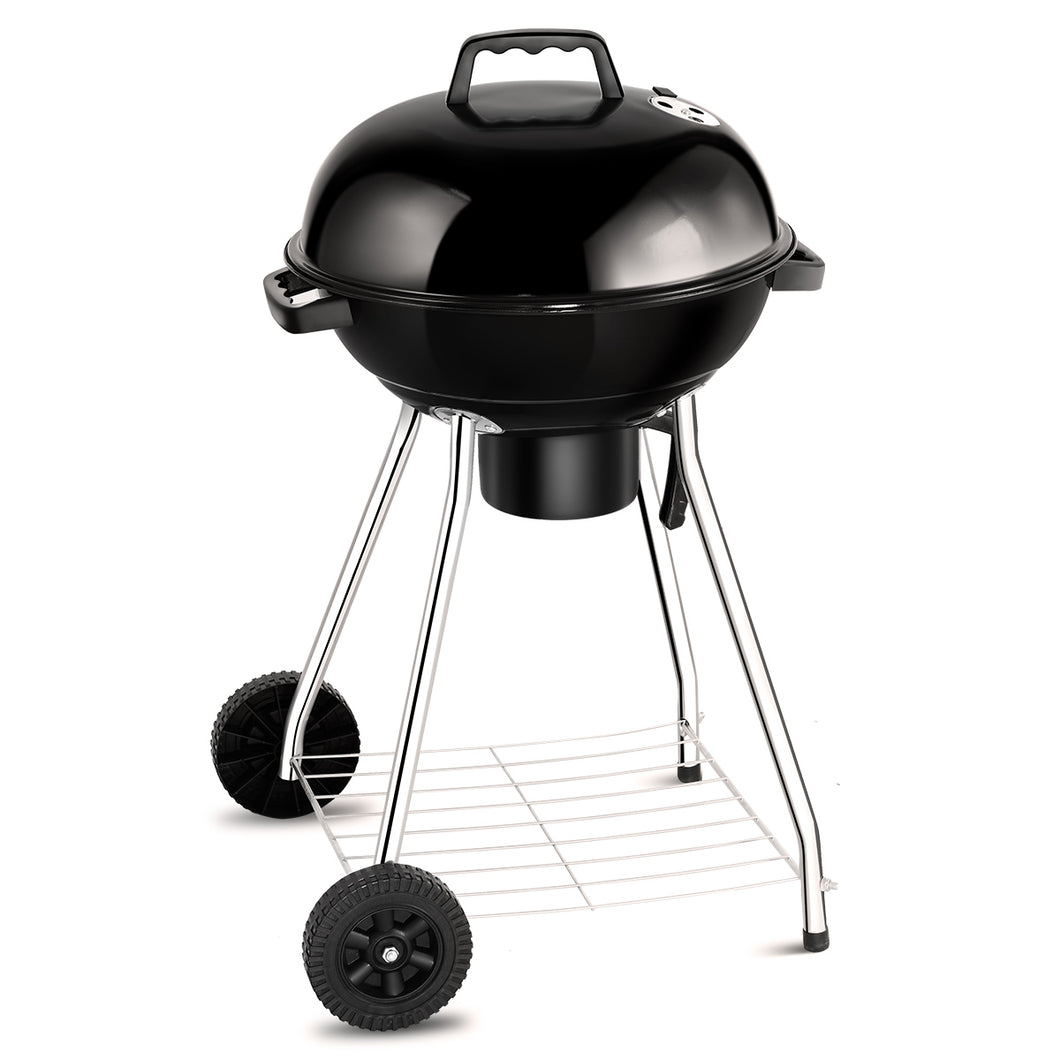 Gymax 18.5-Inch Kettle Charcoal Grill BBQ Outdoor Backyard Cooking with Wheels Black