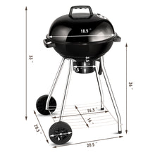 Load image into Gallery viewer, Gymax 18.5-Inch Kettle Charcoal Grill BBQ Outdoor Backyard Cooking with Wheels Black
