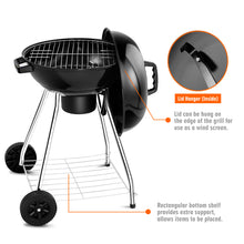 Load image into Gallery viewer, Gymax 18.5-Inch Kettle Charcoal Grill BBQ Outdoor Backyard Cooking with Wheels Black
