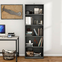 Load image into Gallery viewer, Gymax 5-shelf Bookcase Storage Display Large Adjustabe Open Storage Space Black
