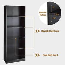 Load image into Gallery viewer, Gymax 5-shelf Bookcase Storage Display Large Adjustabe Open Storage Space Black

