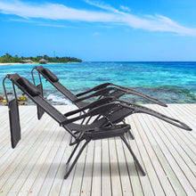 Load image into Gallery viewer, Gymax Folding Recliner Zero Gravity Lounge Chair W/ Shade Canopy Cup Holder Black
