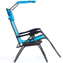 Load image into Gallery viewer, Gymax Folding Recliner Zero Gravity Lounge Chair W/ Shade Canopy Cup Holder Blue

