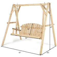 Load image into Gallery viewer, Gymax Wooden Porch Swing Outdoor Patio Rustic Torched Log Curved Back Bench A-Frame

