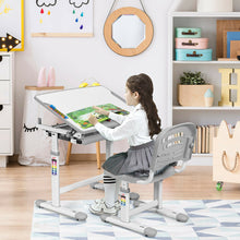 Load image into Gallery viewer, Gymax Height Adjustable Children&#39;s Desk Chair Set Multifunctional Study Drawing Gray
