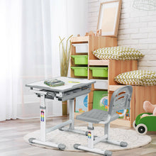 Load image into Gallery viewer, Gymax Height Adjustable Children&#39;s Desk Chair Set Multifunctional Study Drawing Gray
