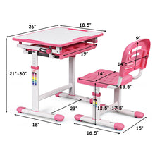 Load image into Gallery viewer, Gymax Height Adjustable Children&#39;s Desk Chair Set Multifunctional Study Drawing Pink
