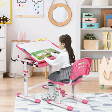 Load image into Gallery viewer, Gymax Height Adjustable Children&#39;s Desk Chair Set Multifunctional Study Drawing Pink

