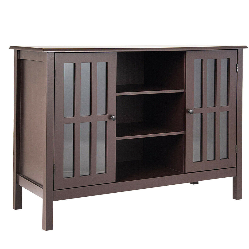 Gymax Wood TV Stand Entertainment Media Center Console for TV up to 50'' Brown